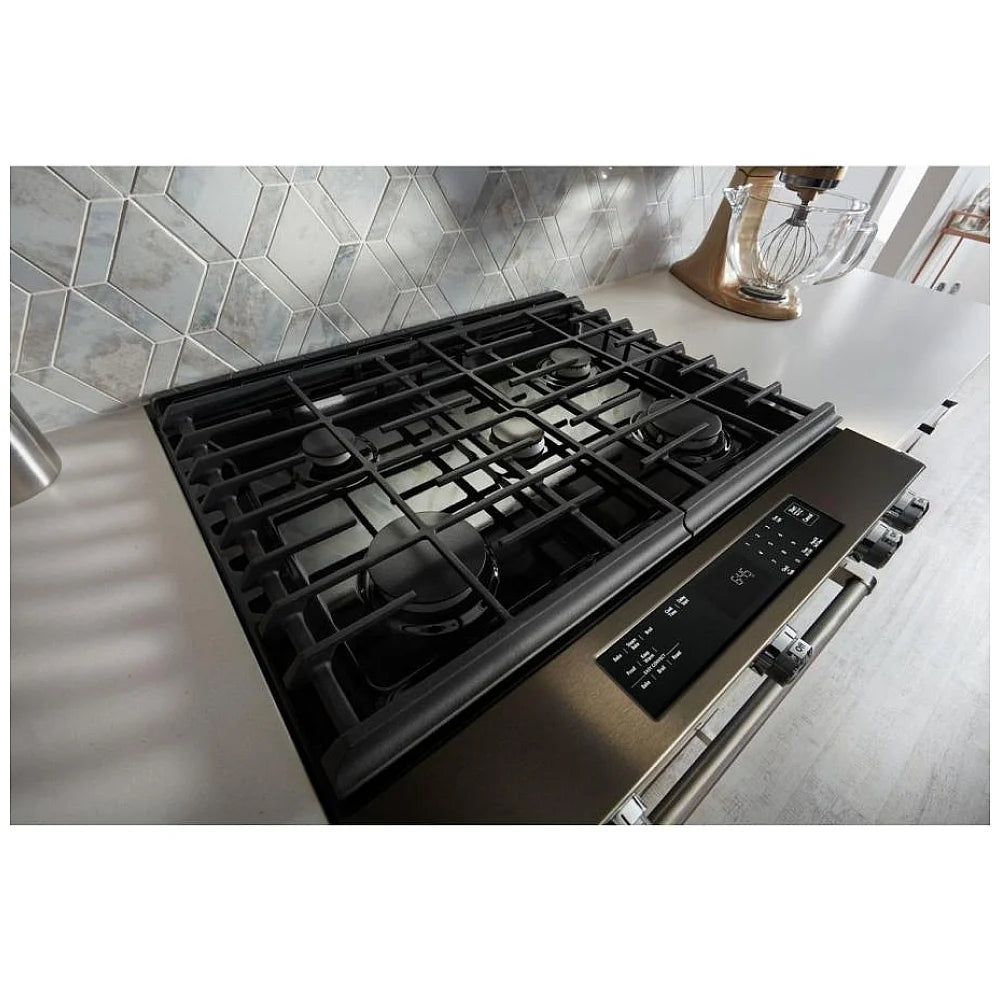 KitchenAid KSGG700EBS cooktop with five high-power sealed burners