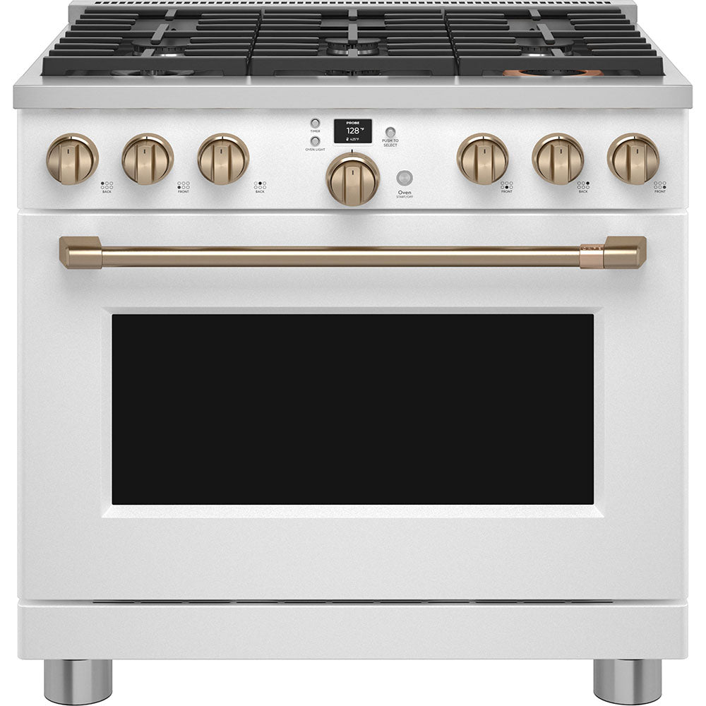 Cafe 36 Inch Smart Dual-Fuel Commercial-Style Range Matte White C2Y366P4TW2