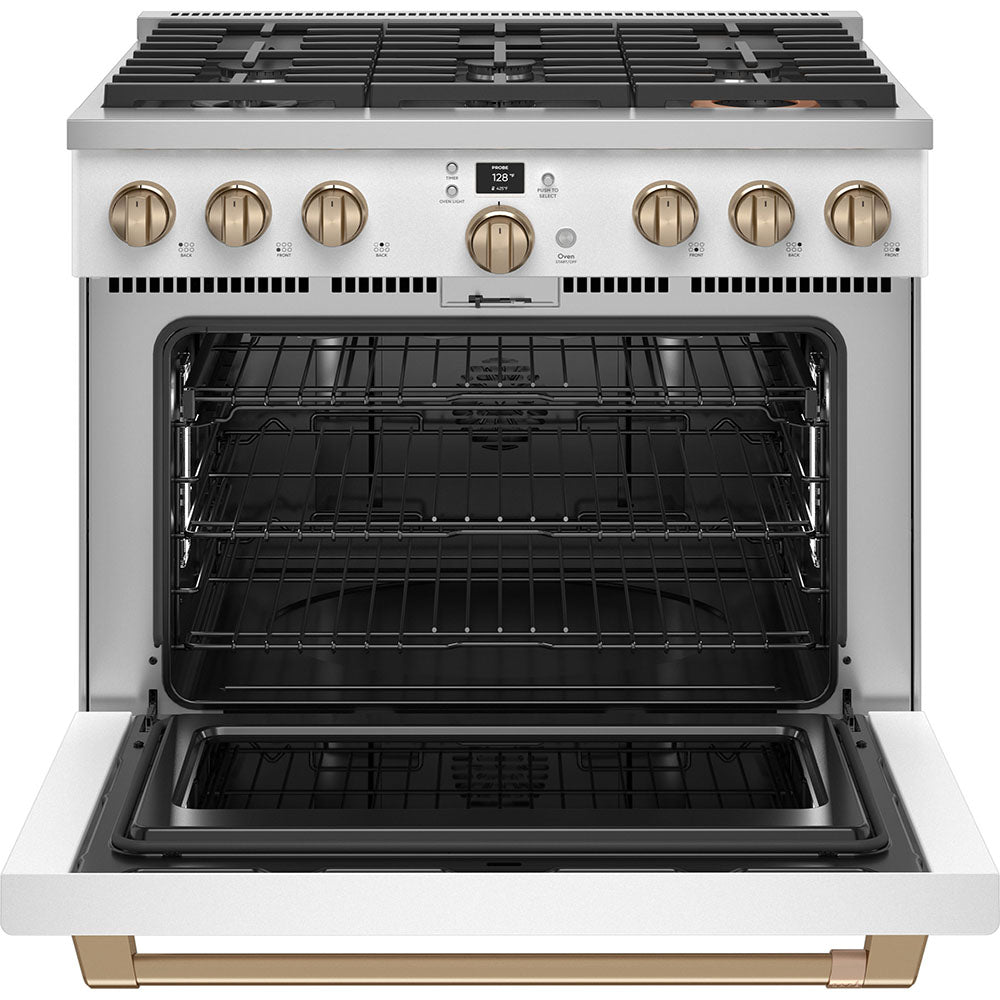 Cafe 36 Inch Smart Dual-Fuel Commercial-Style Range Matte White C2Y366P4TW2