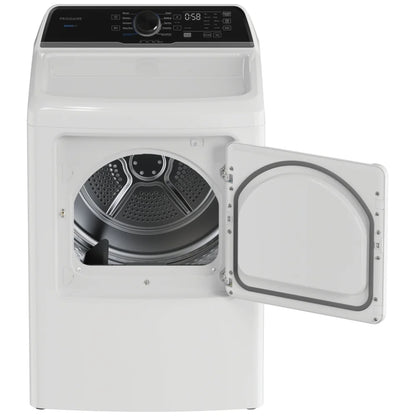 Frigidaire front-load dryer – door open showing drum capacity