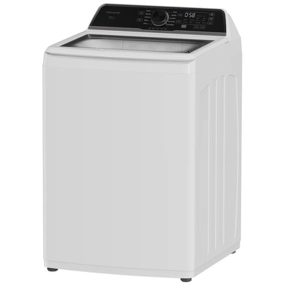 Side profile of Frigidaire top load washer showing depth and height