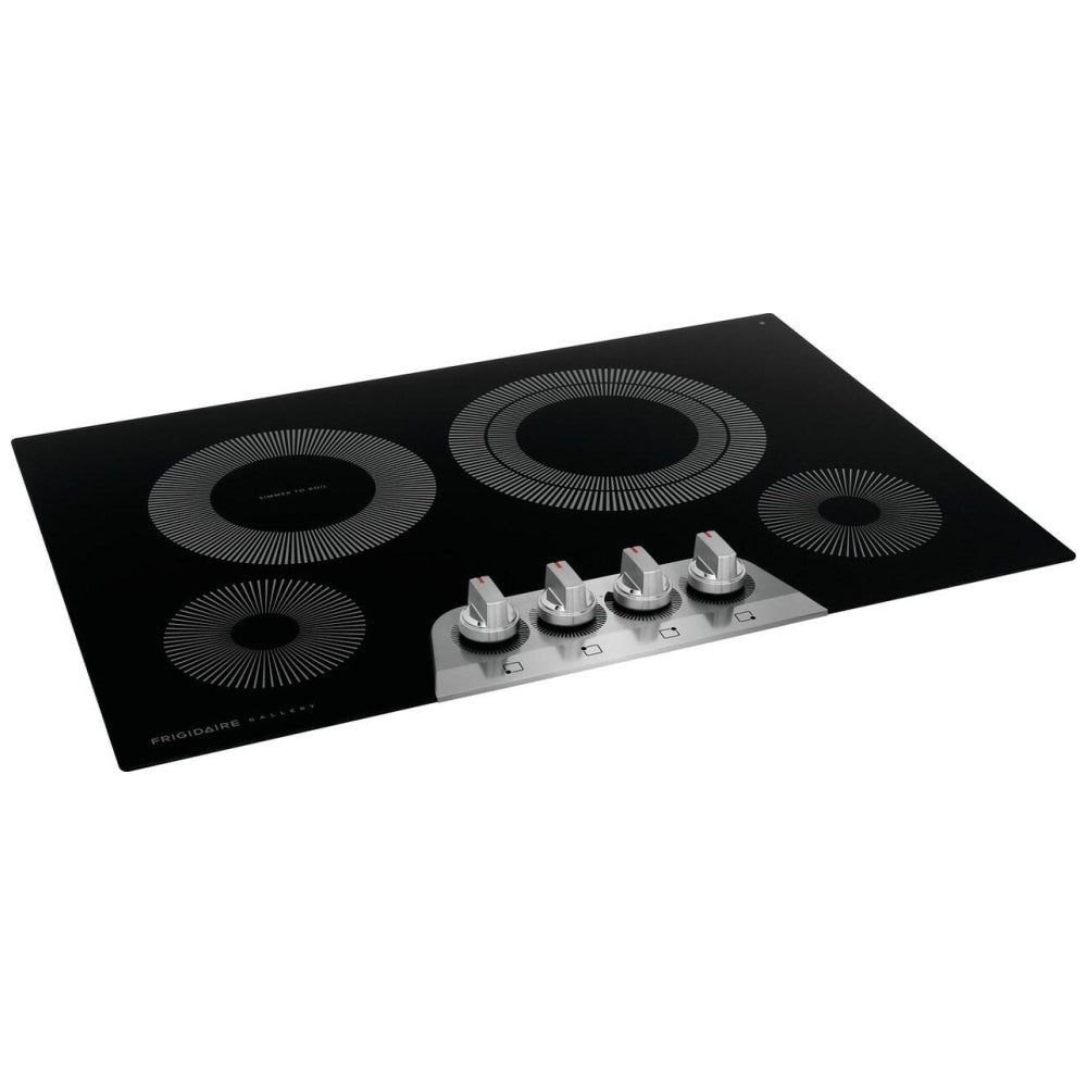 Frigidaire Gallery 30-inch cooktop seamlessly integrated into a modern kitchen countertop with a stylish, easy-to-clean glass surface.