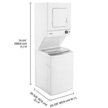 Whirlpool 24 Inch Electric Unitized Laundry Center YWET4024HW
